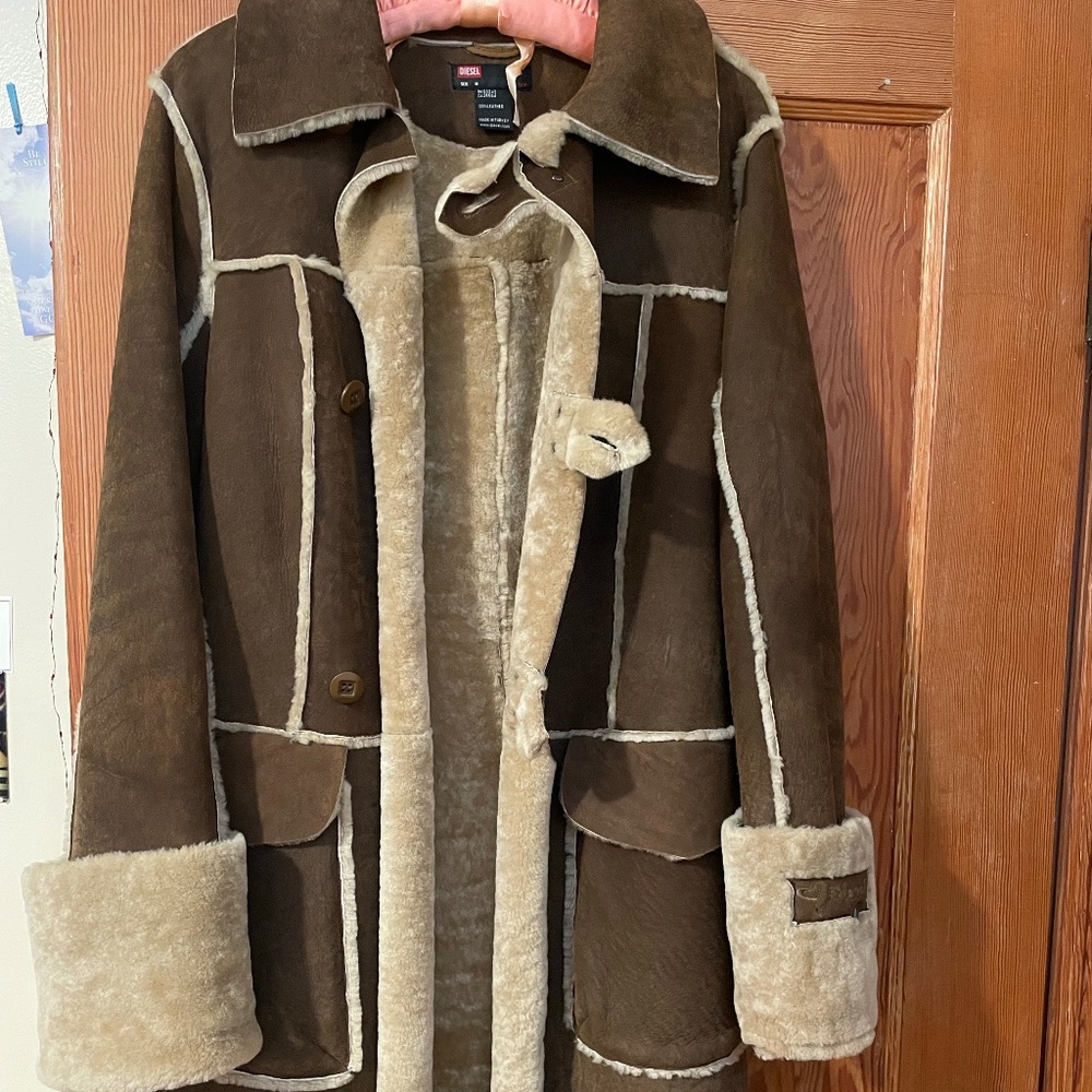 Authentic Diesel shearling coat shearling leather